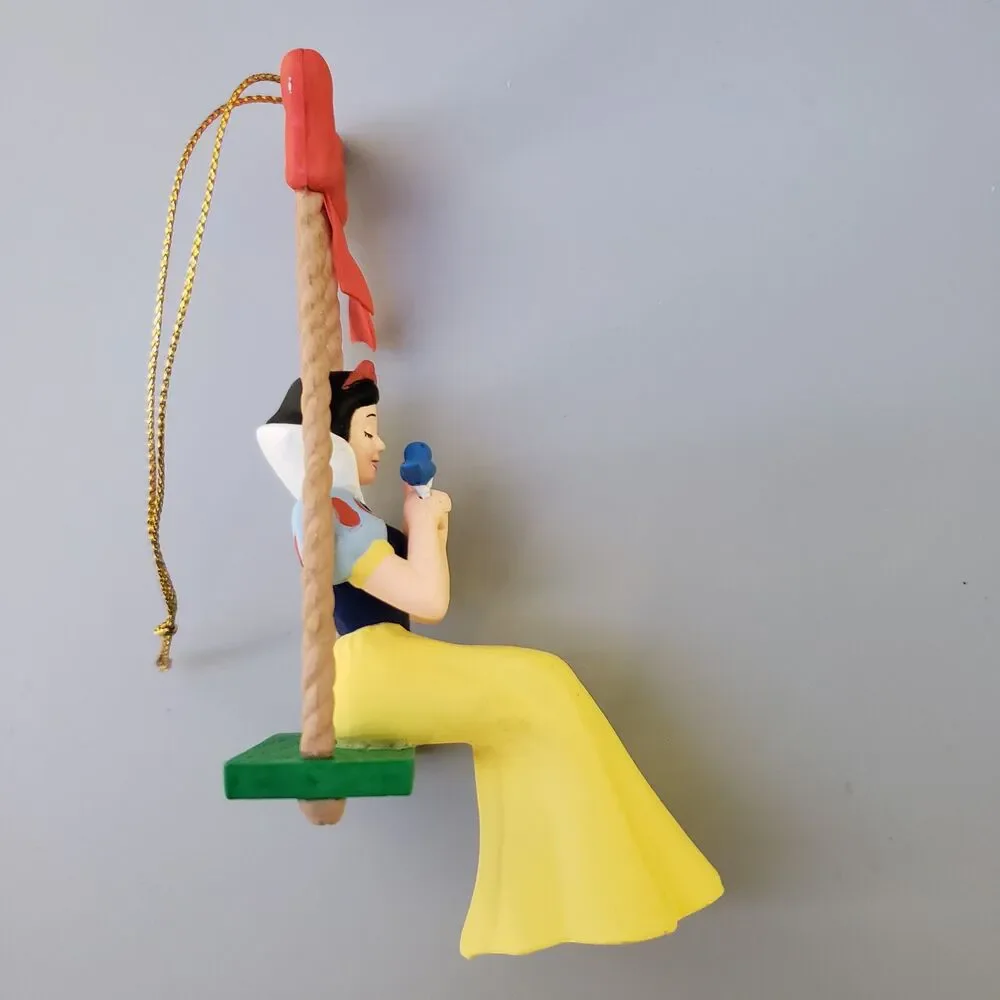 Grolier Disney Snow White Princess on Swing Ornament Blue Bird Red Bow Christmas
